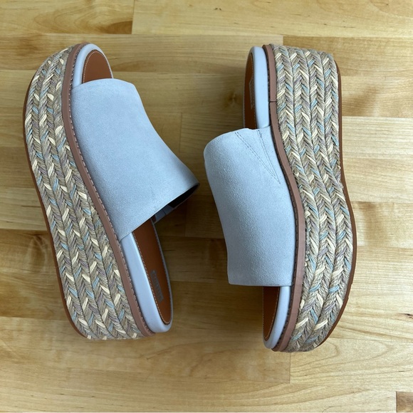 NEW Fitflop Eloise Espadrille Suede Leather Wedge Slide Sandals Soft Grey Size 7 - Picture 9 of 13